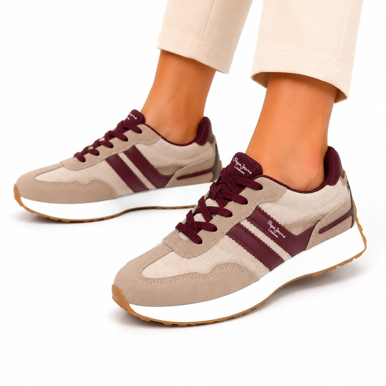 Pepe jeans 505 bege bordo