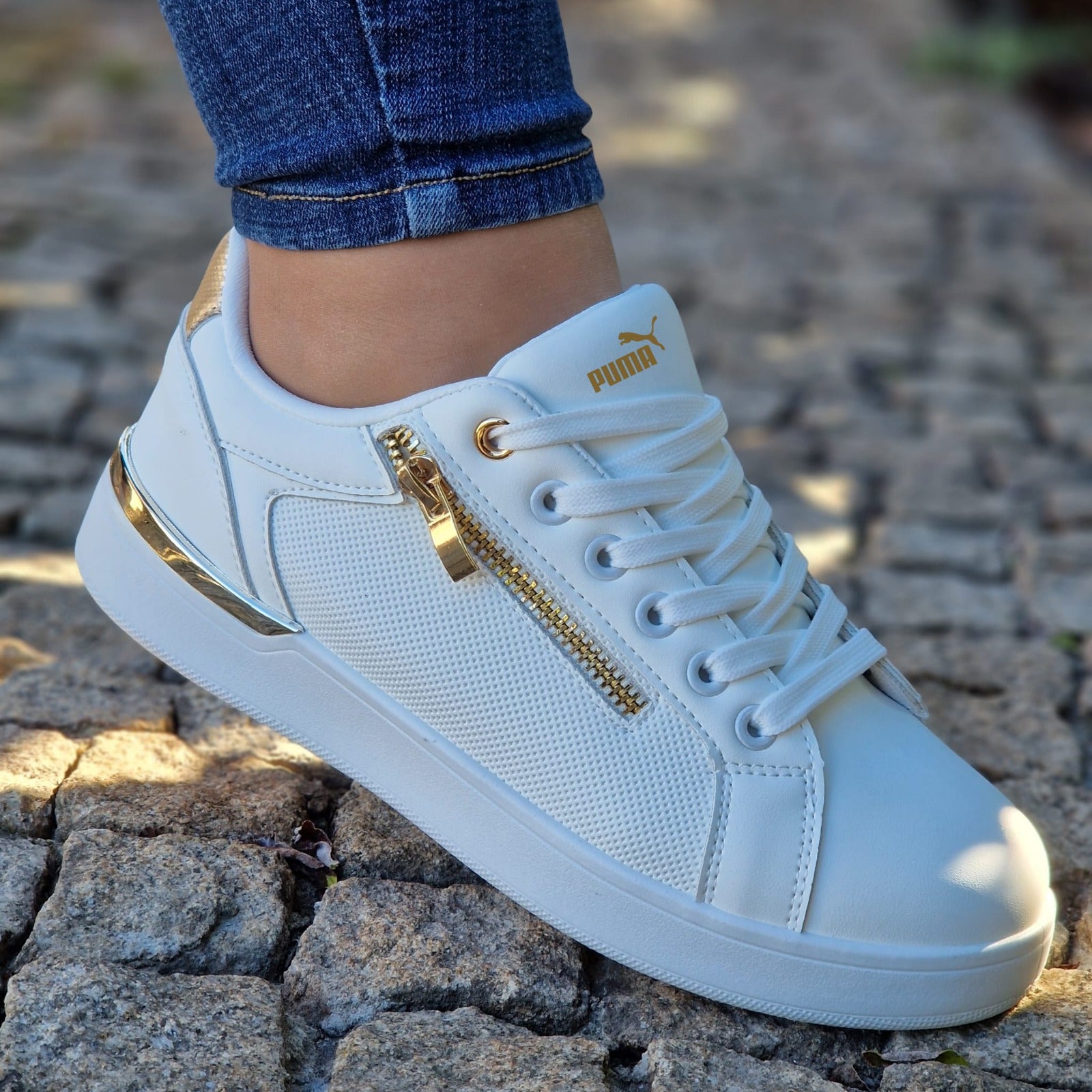 Puma 29 branco dourado
