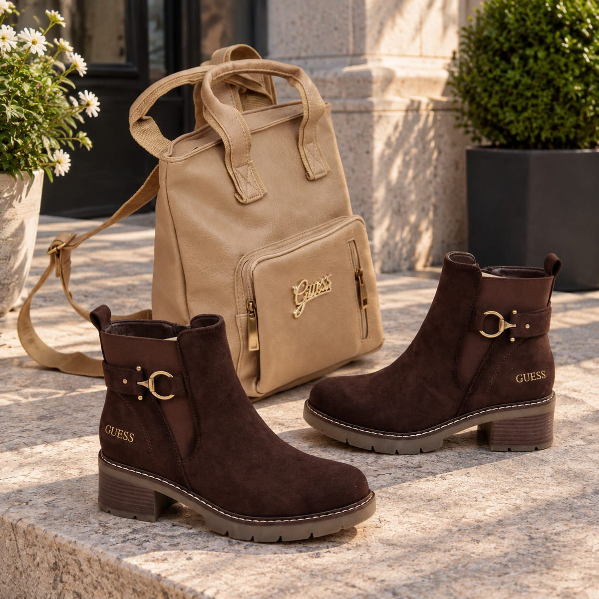 Conjunto Chic Outono - Mochila Guess+ Botim Guess
