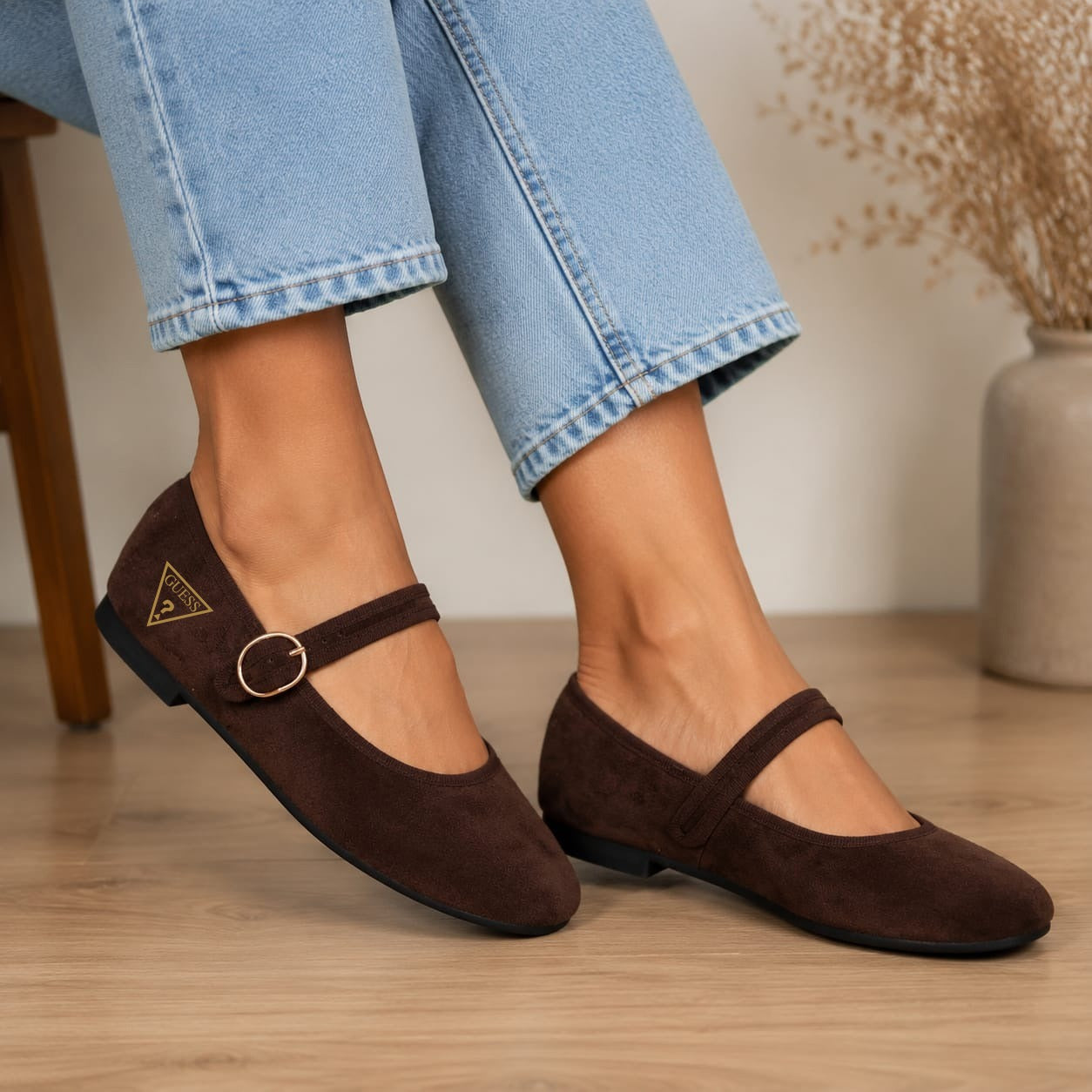 Bailarina com fivela Guess castanho